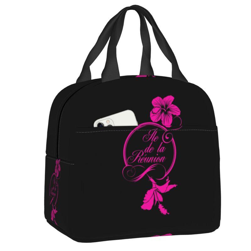 974 Reunion Island Insulated Lunch Bags for Women Maveli Coat of Arms Portable Cooler Thermal Bento Box School