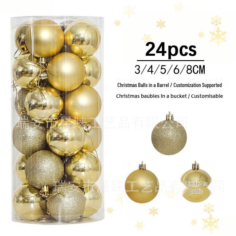 Christmas Hot-Selling Electroplated Ball Set - 24 PVC Tree Decorations