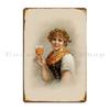 Vintage Image Of Girl Holding A Beer Glass Metal Sign Plaques Design Printing Designing Wall Mural Printed Tin Sign Poster