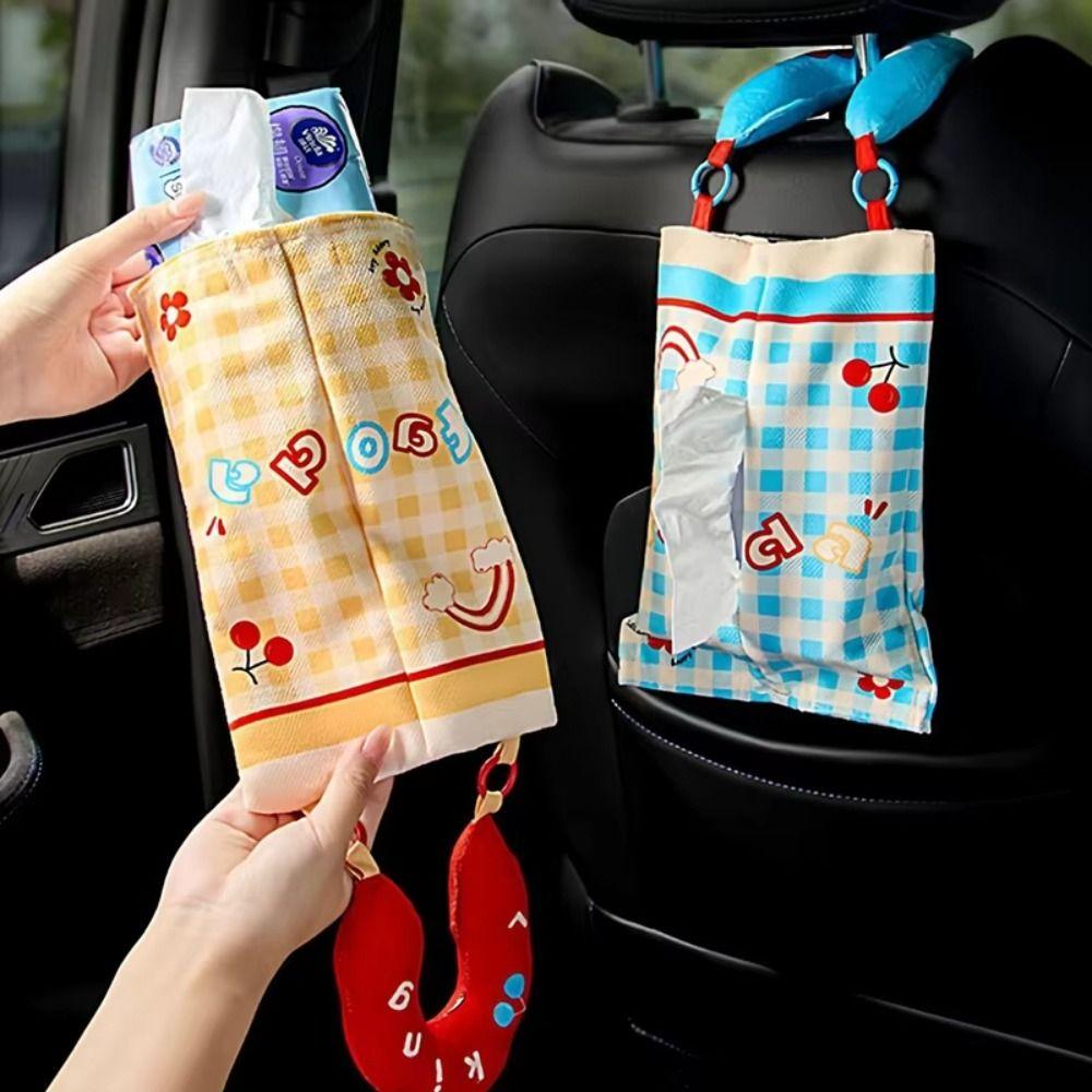 With Handle Hanging Tissue Storage Bag Easy Install Multifunctional Tissue Pouch  Auto Accessories