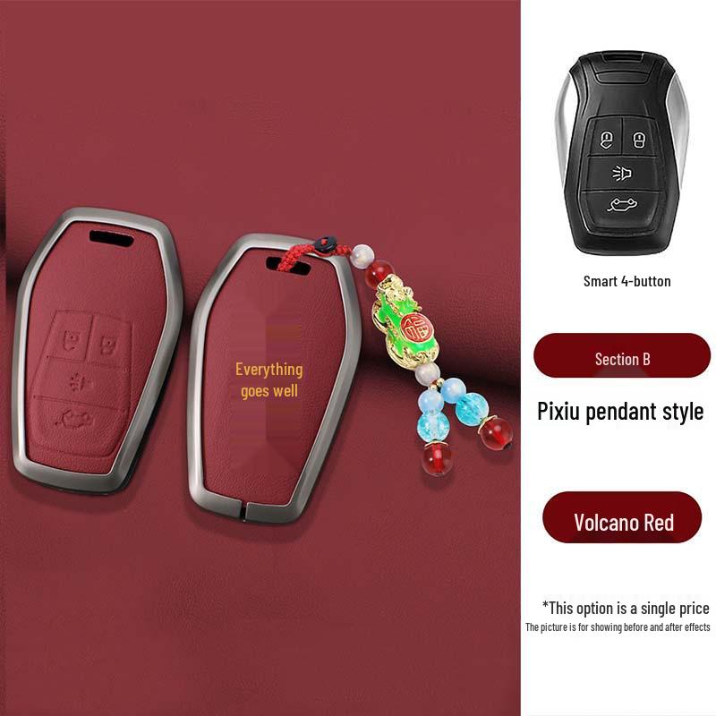 Genuine Leather Metal Key Holder for Southeast Lingzhi V5 V6 Folding Remote Key