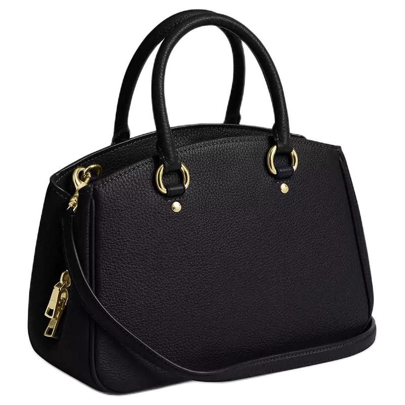 Coach Savannah 28 Logo Pebbled Leather Shoulder Handbag Large Women's Black