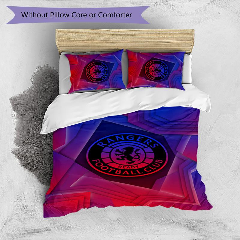 Set Biancheria da Letto Rangers FC Stampato 3 Pezzi Copripiumino Traspirante con Federe Biancheria da Letto Decorativa per Camera da Letto Casa