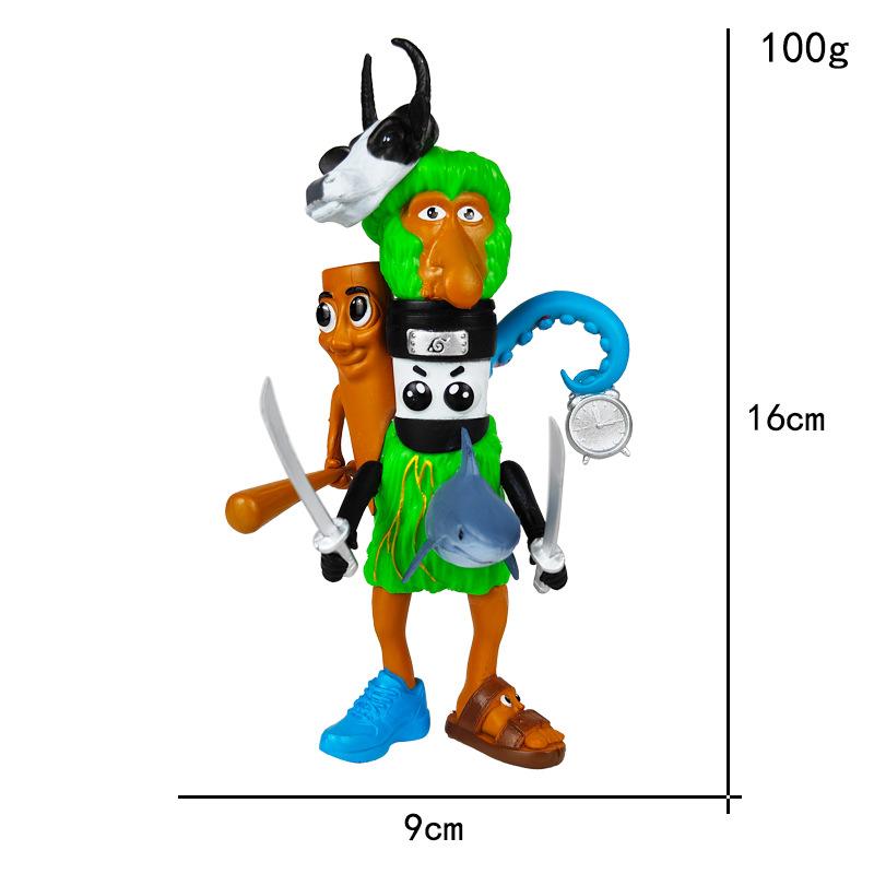 Tung Tung Sahur Conjunto de Figuras de Anime 3D Monstro Híbrido Criativo Brinquedo Modelo Decoração Presente para Crianças Estátua Miniatura de PVC Colecionável