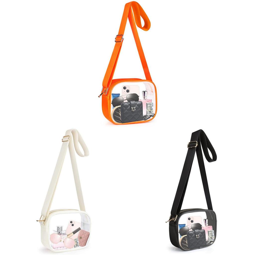 Pvc Transparent Crossbody Bag For Concerts And Sports Events With Zipper Closure For Daily Use