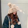 Winter Hat For Girls Faux Fur Pompom Knitted Hat For Outdoor
