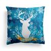 Christmas Western Blue Watercolor Elk Throw Pillow Cover With Short Plush Print For Living Room Sofa Decoration Cushion Cover