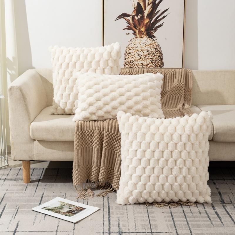 Cushion Cover Cozy Plush Pillow Cover Tufted for Sofa Living Room Decoration Cushion Cover Nordic Home Decor Winter Pillowcase