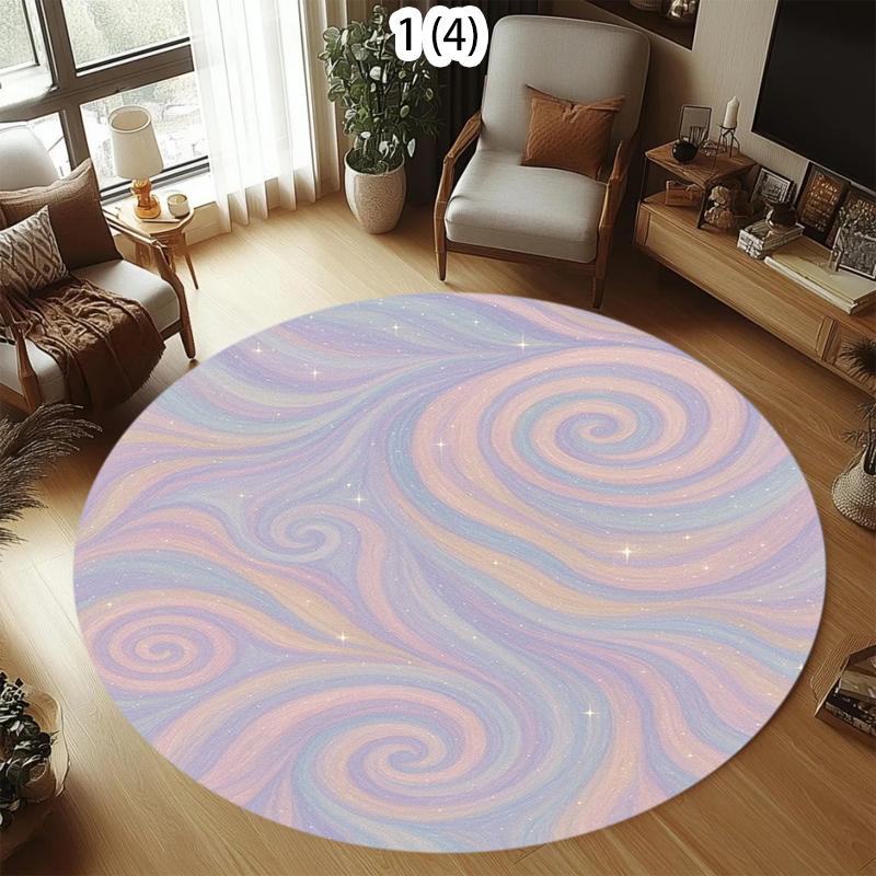 Round Carpet Colorful Swirl Starry Glitter Abstract Floor Mat for Living Room Bedroom Nursery Home Decorative Circular Rug
