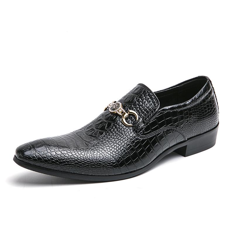 Men s Plus Size Pointed Toe Slip-on Leather Loafers for Business & Driving Size 44 чёрный