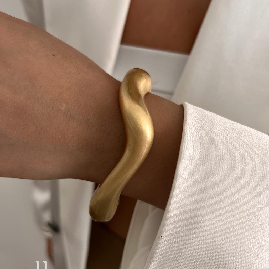 Ingemark Klassisch Vintage Matt Unregelmäßig Schwermetall Klobig Breit Manschette Armreifen Damen Punk Goldfarbe Frühling Armbänder Herren Schmuck