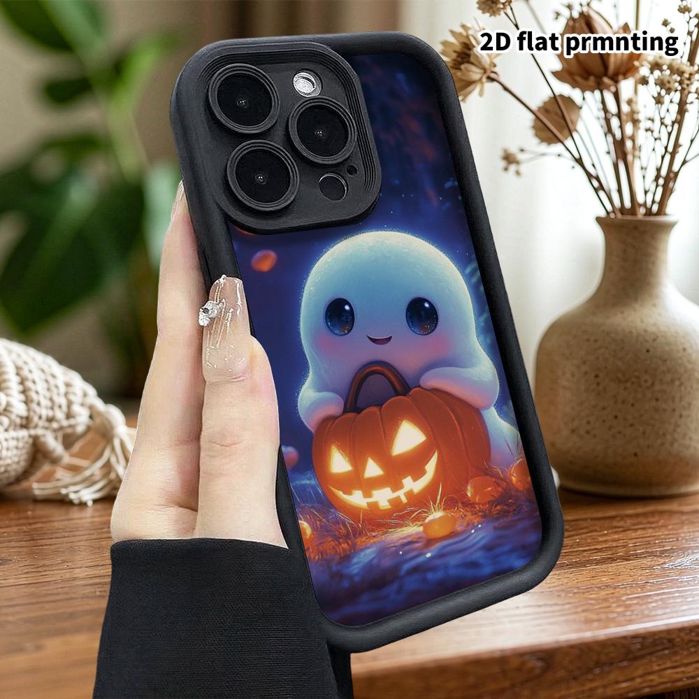 Phone case: 2D flat, suitable for iPhone 18 17 16 15 14 13 Pro protective case, glow-in-the-dark little ghost, perfect Christmas and Halloween holiday