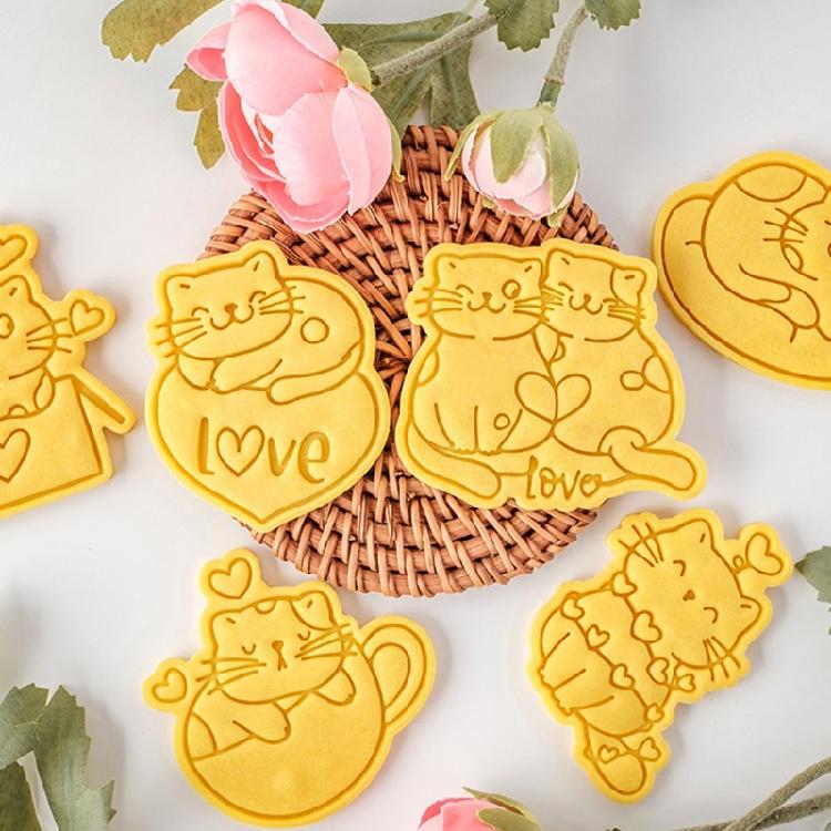 Cookie Molds Cat Shaped Valentine's Day Cookie Cutters Easy to Use Baking Gadget