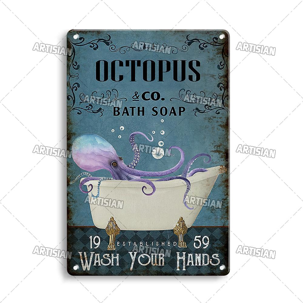 Artisian Bathroom Metal Sign Washing Room Tin Poster Toilet Decorative Plate Bath Soap Wall Decor Garage Bar Pub Club Hotel Cafe