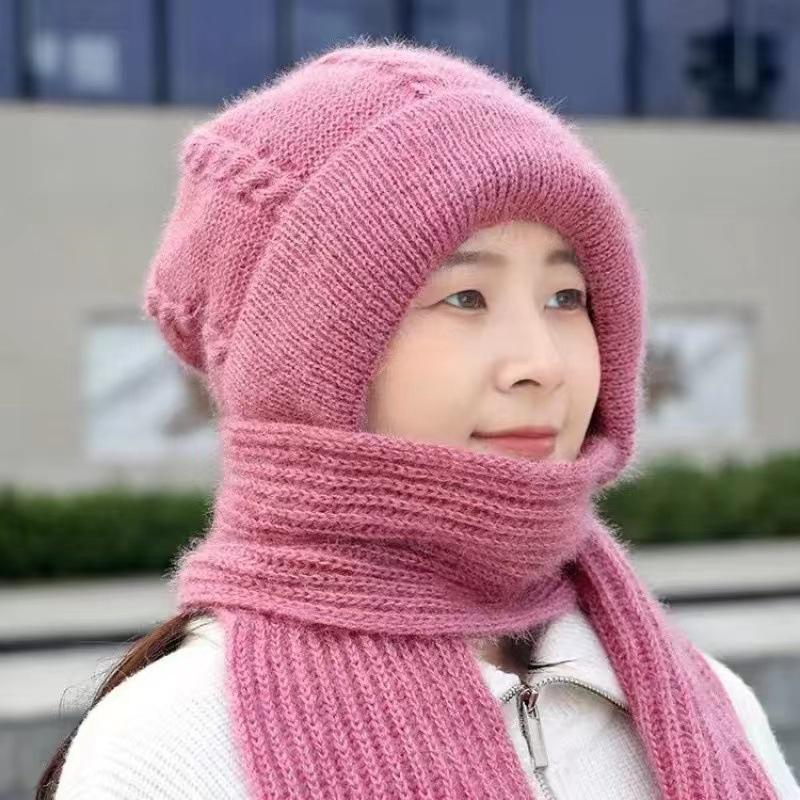 Hat Men's Winter Windproof, Cold-proof and Warm Wool Knitted Hat Super Thick Thickened Piled Headhat Big Head Circumference