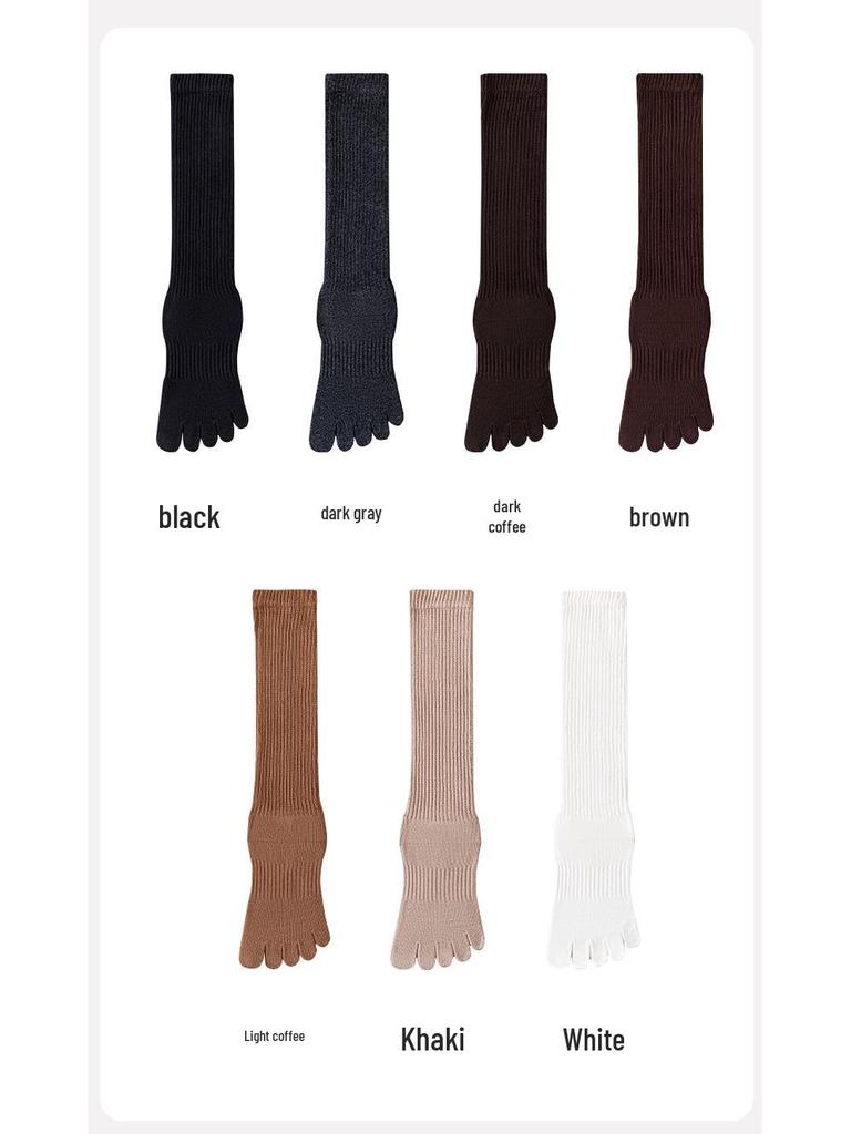 Vijf-Teen Antislip Over-de-Knie Pilates & Yoga Sokken voor Dames - Herfst/Winter Fitness Stijl