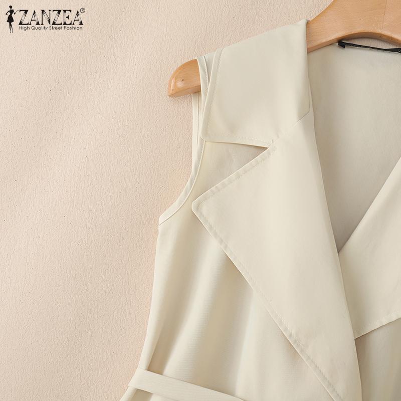 ZANZEA Women Turn Down Collar Summer Casual Sleeveless Vest Tops