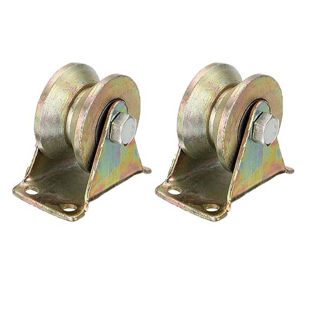 2pcs Smooth Rolling V Sliding Track Wheels Heavy Duty Sliding Door Metal Rollers Crane