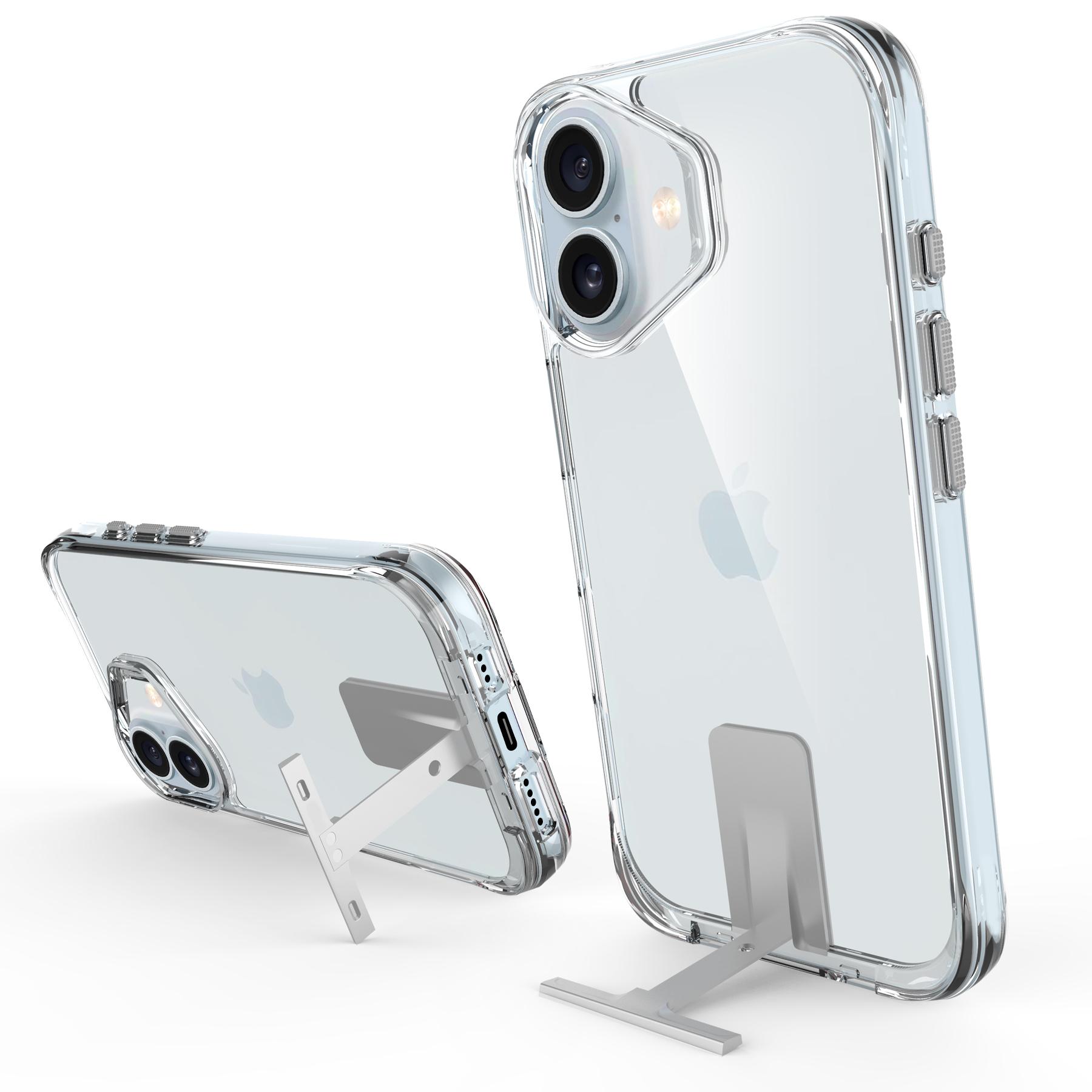 

For iPhone 17 Case TPU+PC Transparent Phone Cover with Kickstand A