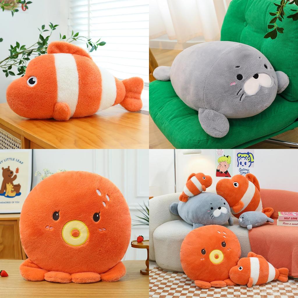 Seal Octopus Plush Ocean Animal Toy With Pp Cotton Filling And Coral Velvet For Childrens Comfort