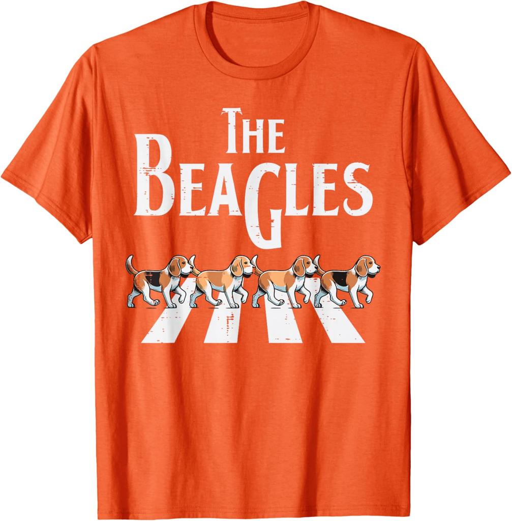 The Beagles Parody Abbey Road Walking Dogs Graphic Tee Casual Cotton TShirt for Men Women