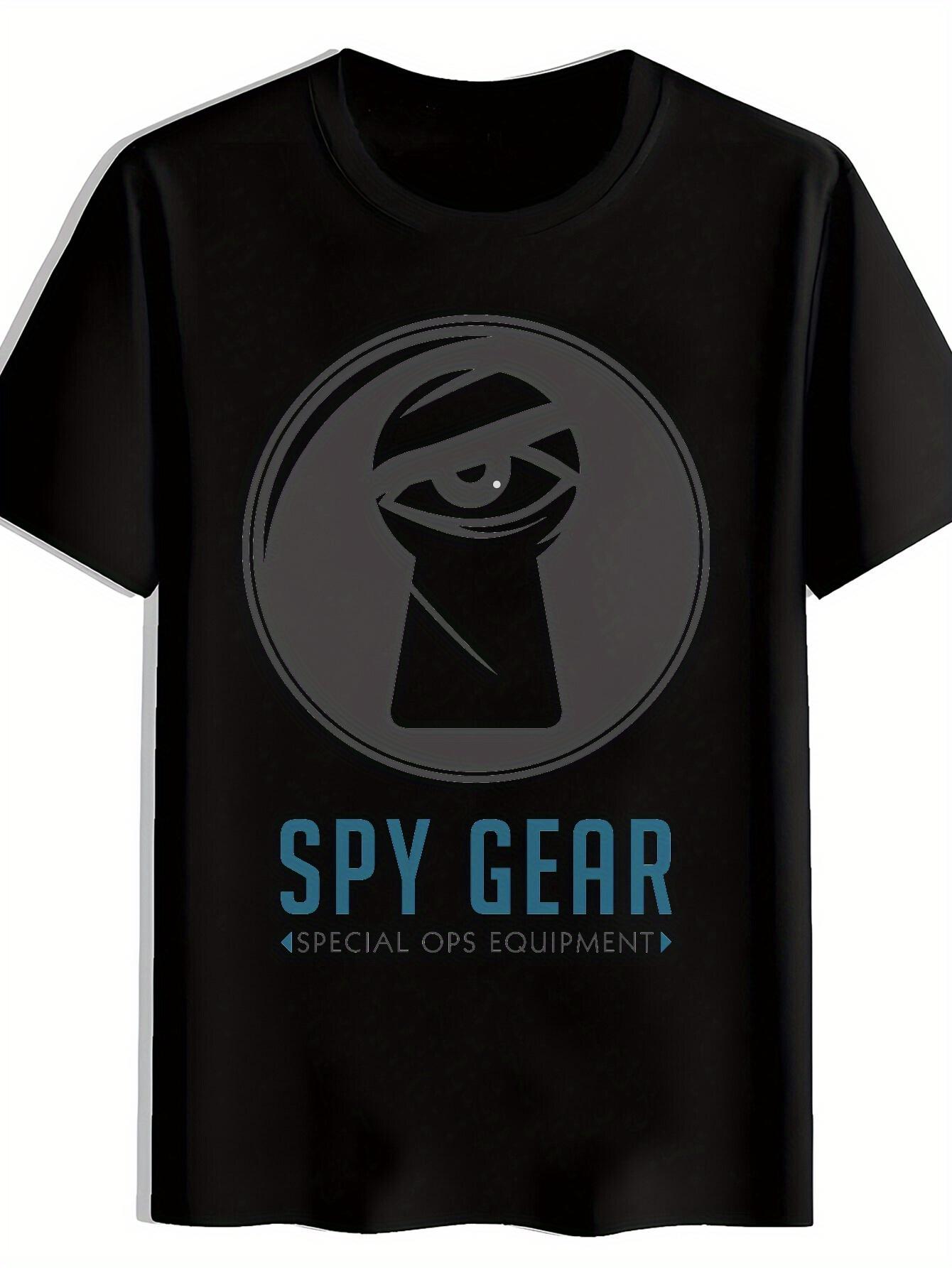 T-shirt Black Spy Gear Graphic - Special Ops Equipment Keyhole Design XS
