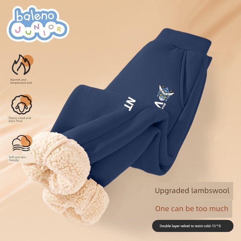 Baleno Kids Children s Fleece-Lined Pants for Boys, Autumn and Winter Thickened Fleece Sweatpants for Older Boys, Boys  Winter Clothing Navy Blue # Nw Mecha K 120