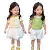 2024 Fashionable Baby Girl Square Neck Summer T-shirt - Short Sleeve Toddler Top