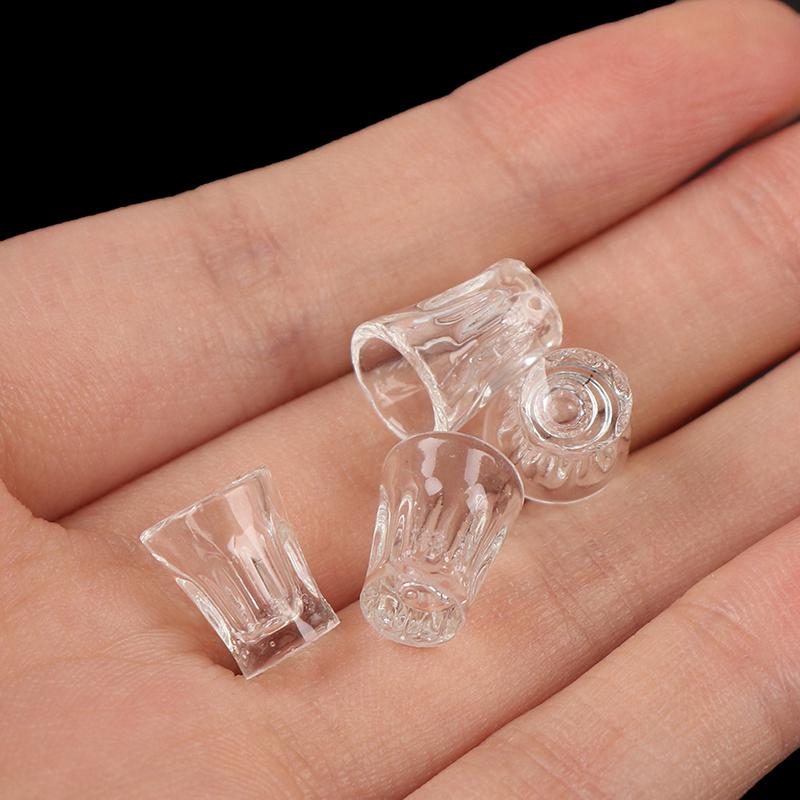 4Pcs/Set Dollhouse Miniature Accessories Mini Resin Transparent Cup Simulation Model