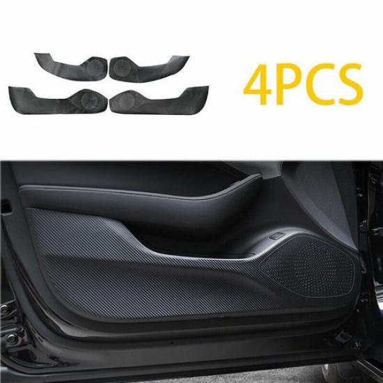 For Cadillac CT5 2020-2023 Carbon Fiber Leather Door Anti Kick Pad Panel 4pcs