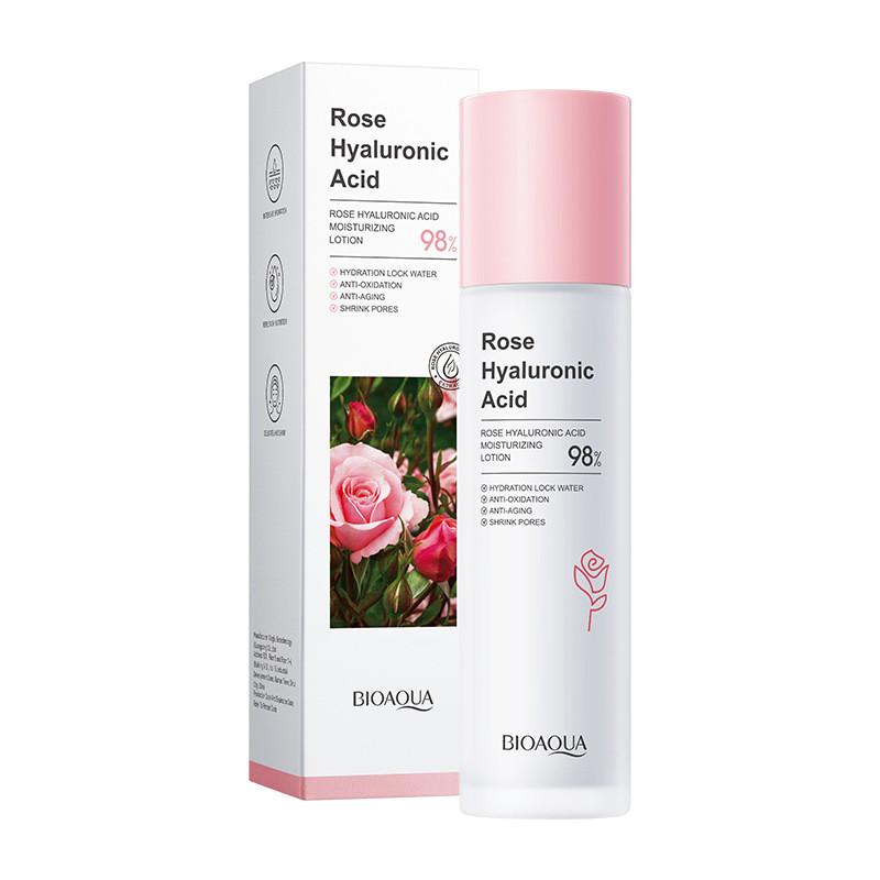 Bioaoua Rose Hyaluronic Moisturizing Lotion Hydrating Lightweight Non Greasy For All Skin Types 100ml