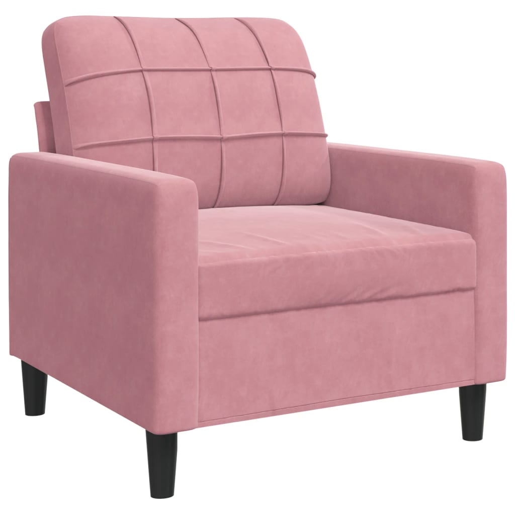 4 Piece Sofa Set with Cushions Pink Velvet