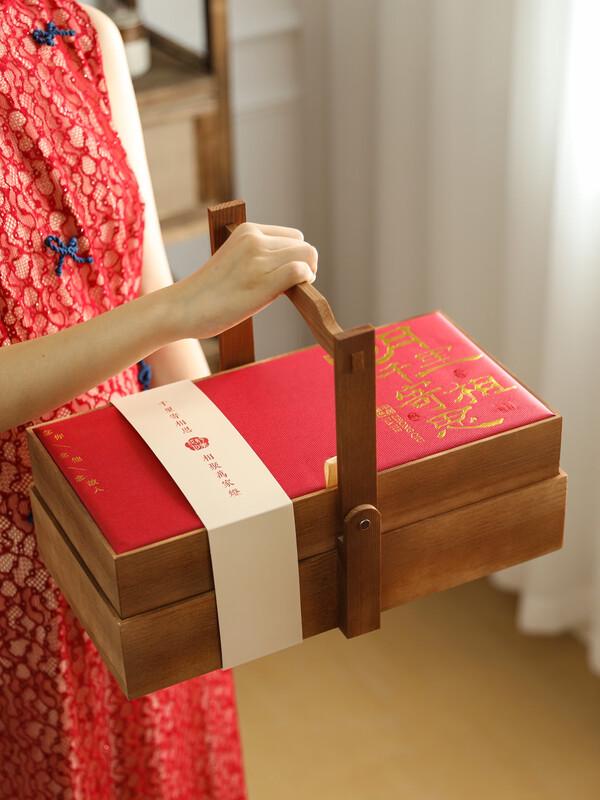 Zhaoran 2025 Double-Layer Wooden Mooncake Gift Box