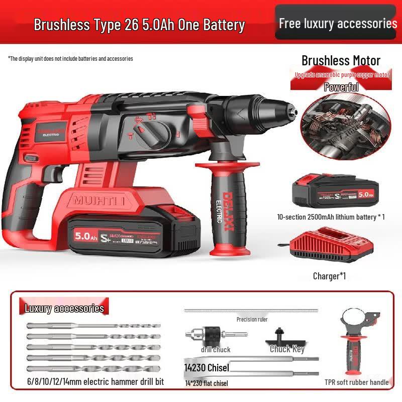 Delixi Brushless Lithium-Ion Rotary Hammer CN plug (adapter included)