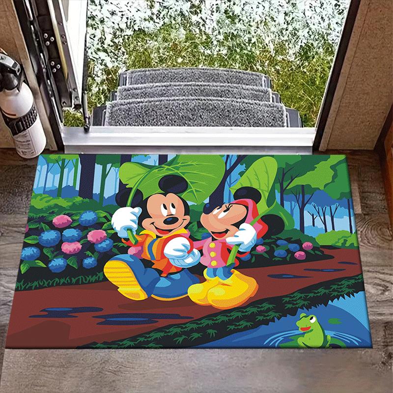 

1pc Walking Mickey and Minnie Rug Anti Slip, Non Shedding, Ideal for Living, Bedroom & Laundry Handcrafted Home Decor 60cm by 90cm