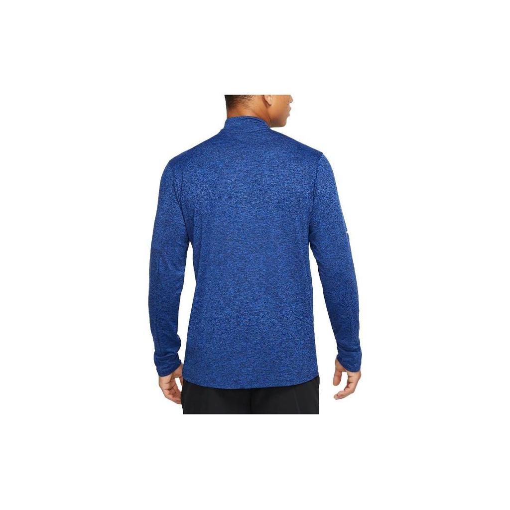 Nike Solid Color Crew Neck Half-Zip Long Sleeve T-Shirt Men Tops Blue DD4756-451