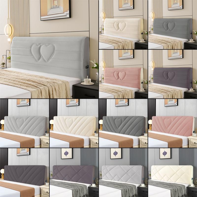 All-inclusive Plush Quilted Headboard Cover Thick Velvet Bed Head Cover Bed Backrest Dustproof Soft Bedside Protector Cover