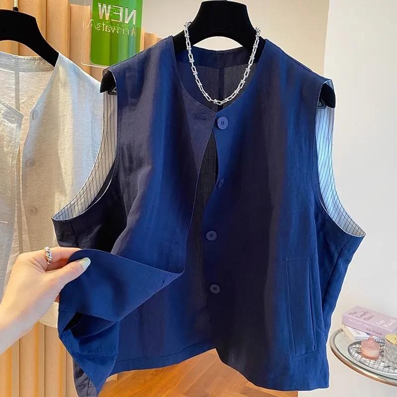 Vesta pro ženy Univerzální Bez rukávů Podšitá Vesta Ležérní Retro Volná Bez rukávů Blazer Vesta Top