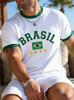 Brasiliansk flagga 3D-tryckt t-shirt sommar casual rund hals kortärmad topp trendig herr sporttröja