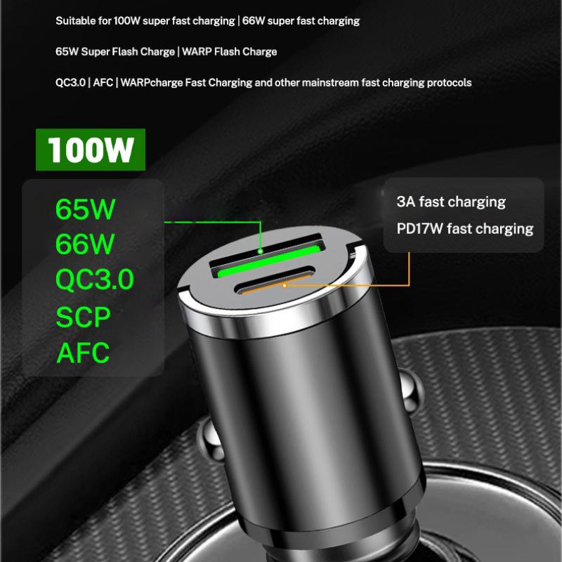 Autoladegerät Aluminiumlegierung PD30W Mini Pull Ring 100W Autoladegerät Zigarettenanzünder