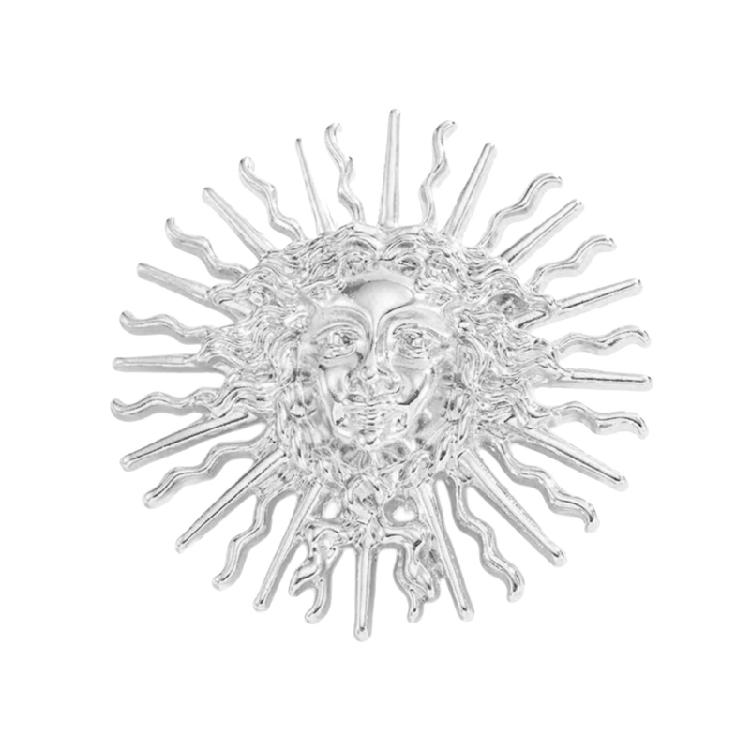 Exquisite Sun Symbol Brooch Stylish Embossed Lapel Pin Featuring Detailed Embossing for Gift Giving Occasions