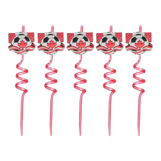 5Pcs Colorful Soccer Spiral Straws Reusable Drinking Straws 5pcs E