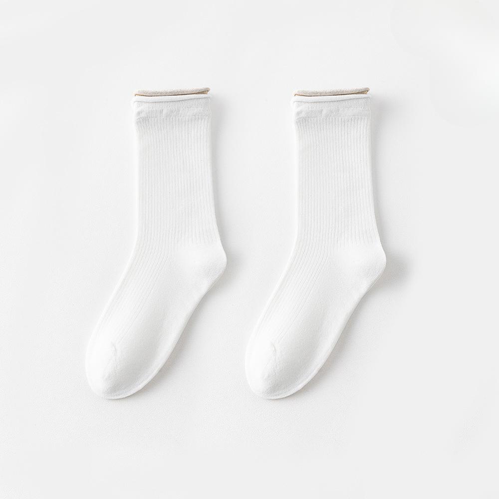 

Double-layered Fake Two-piece Socks for Women, Spring and Summer Rolled-up Trendy Socks, Summer Grey Thin Lace Breathable Pile Socks 1 pair білий