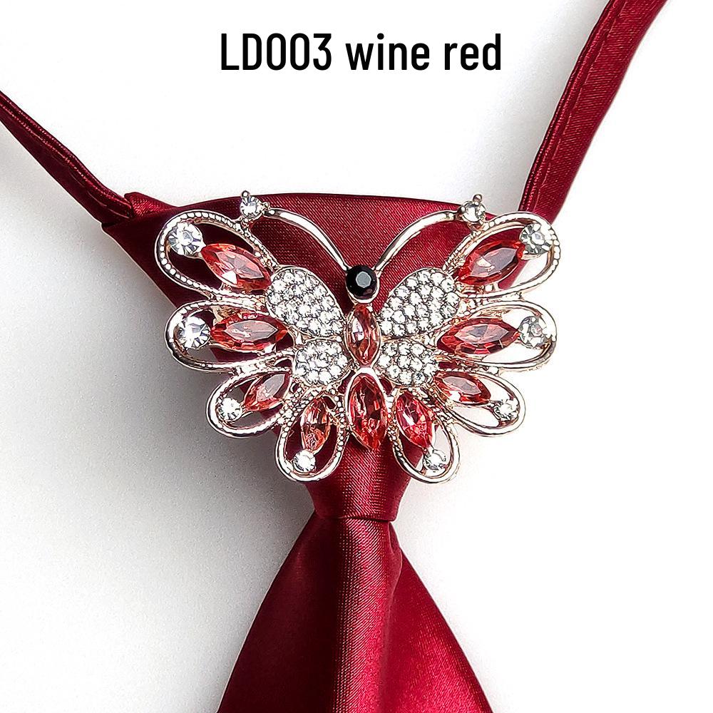 Japanese Style Women's Rhinestone Bow Tie Collar for Shirts