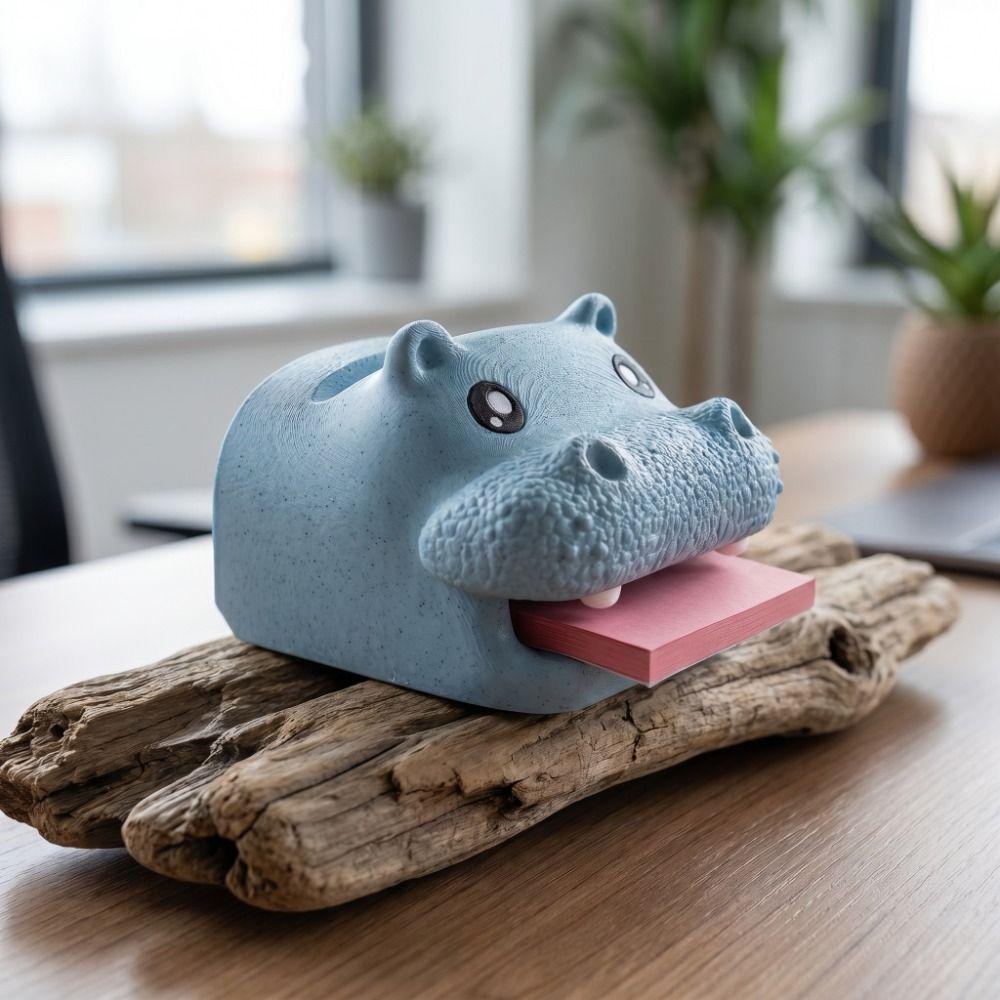 Cartoon Style Desktop Storage Box Hippo Shaped Desktop Storage Organizer Office Use