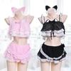 Women Lolita Night Dress Wrap Skirt Ruffle Lingerie Japanese Maid Cosplay Costume Sexy