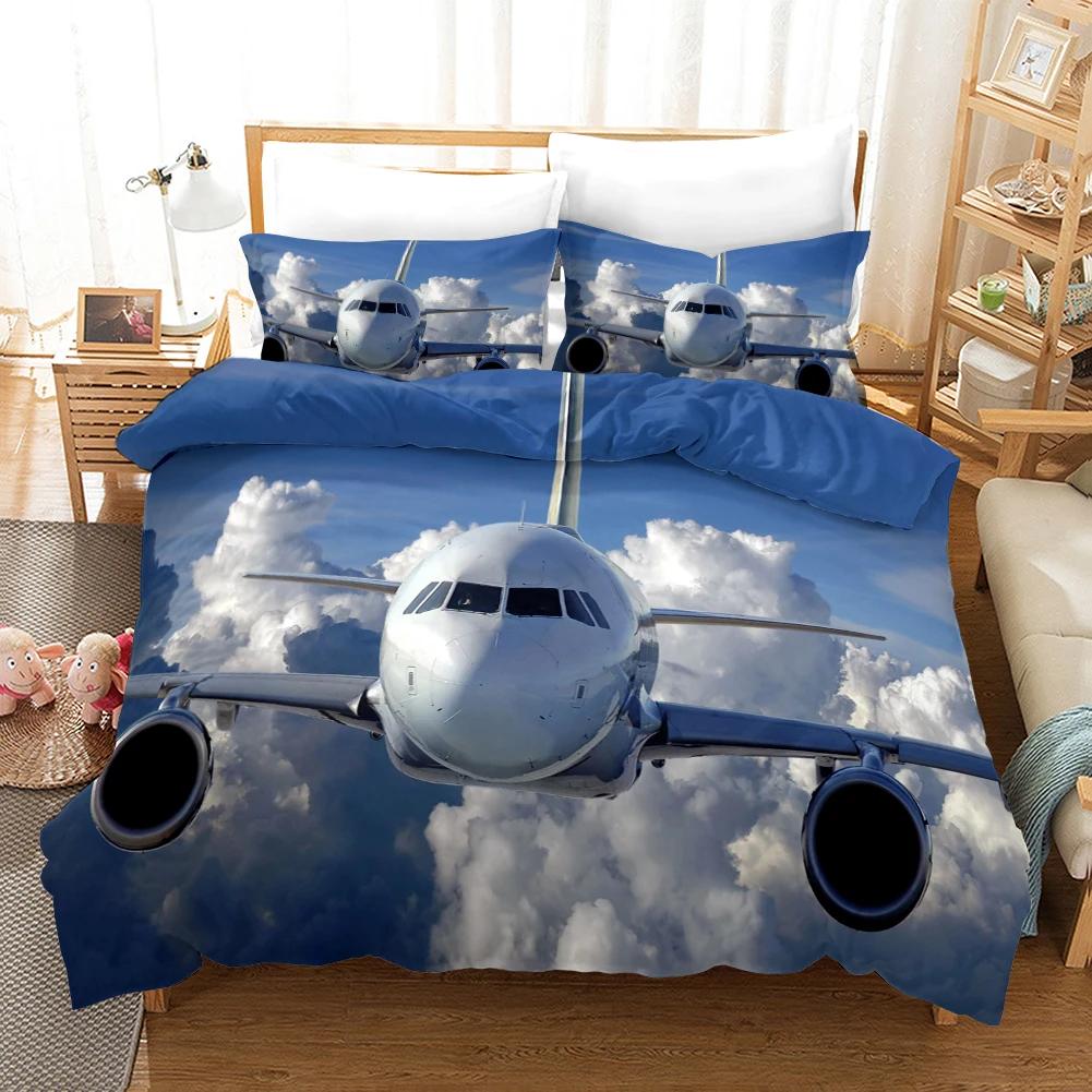Copripiumino Aereo Aereo Volante Set Biancheria da Letto Per Ragazzi Ragazza Poliestere Stampa Aereo Copripiumino Matrimoniale Queen King Size