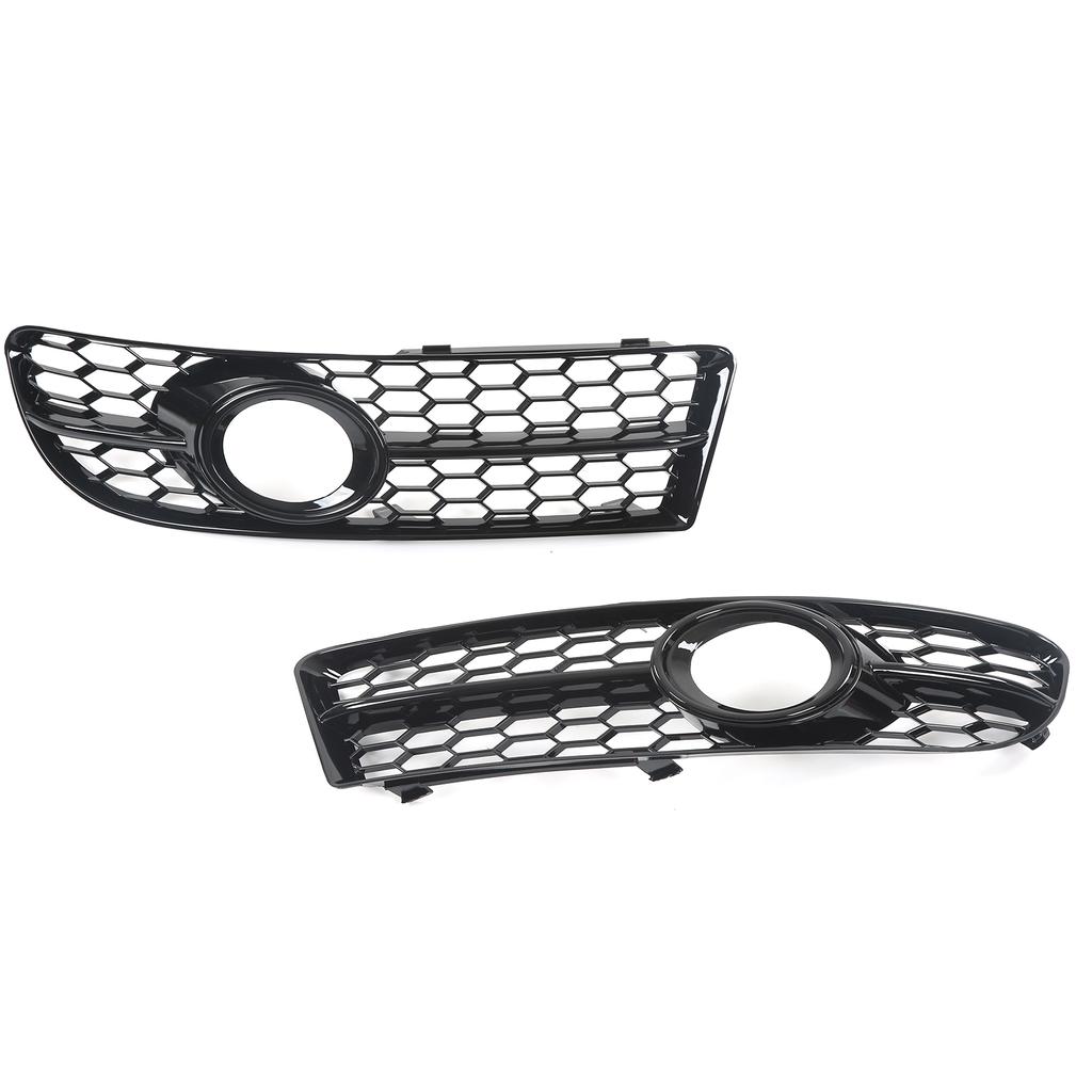 1 Pair Front Fog Lamp Grille Bezel 8E0807681F Glossy Black Fog Light Cover Replacement for A4 B7