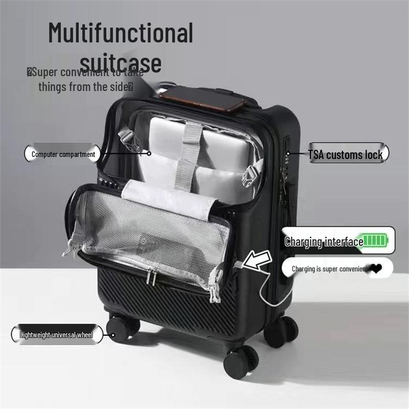 Front Opening Password Carry-On Suitcase for Female Students - Stylish and High-Value