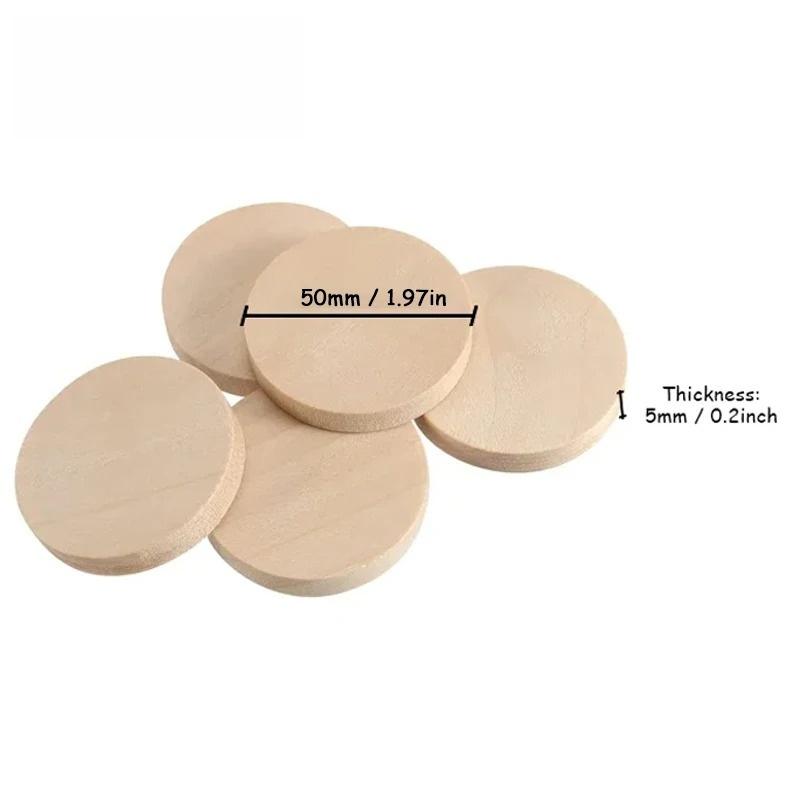 1.5cm-5cm Natural Wood Slices Unfinished Wooden Round Pieces Blank Natural Wooden Circle Cutouts for DIY Crafts Drawing